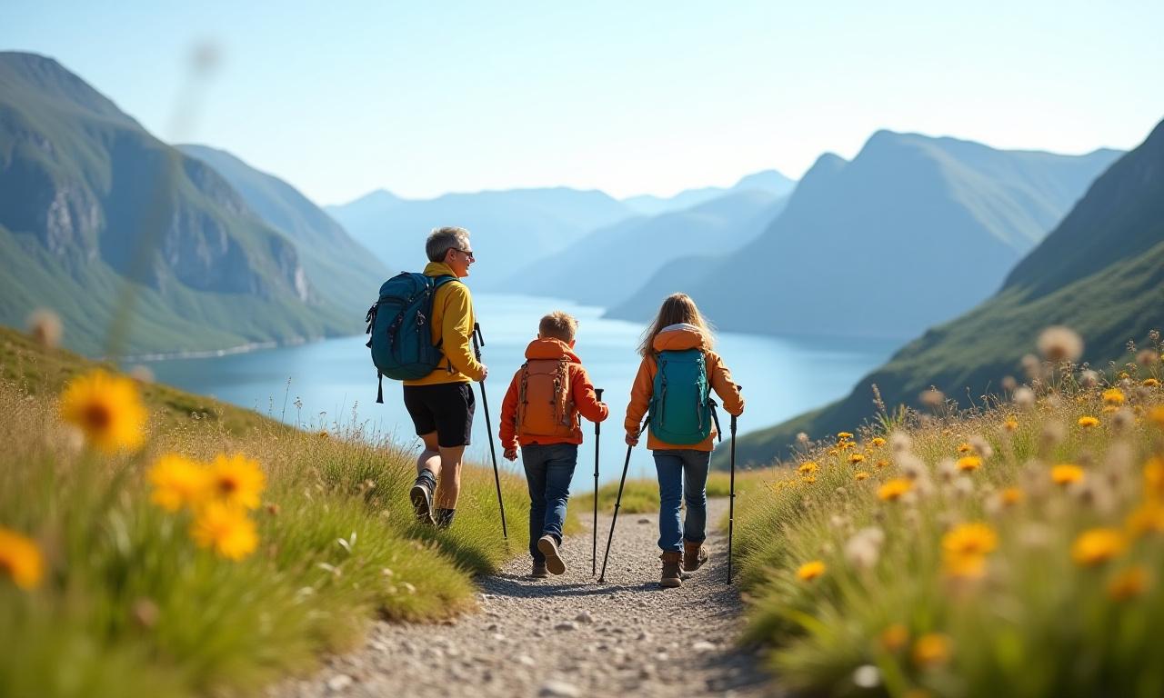 Familie på fjelltur